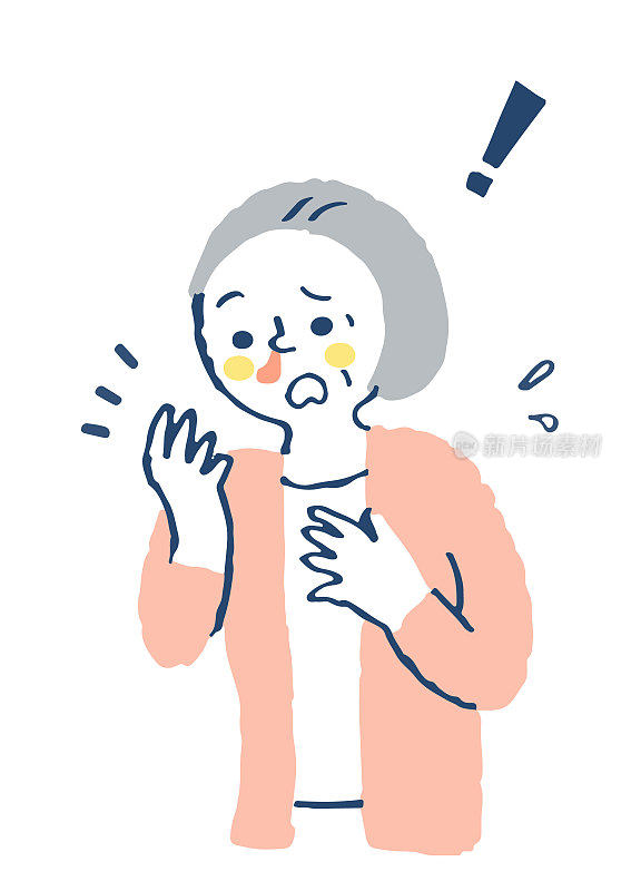 A woman surprised by a nosebleed